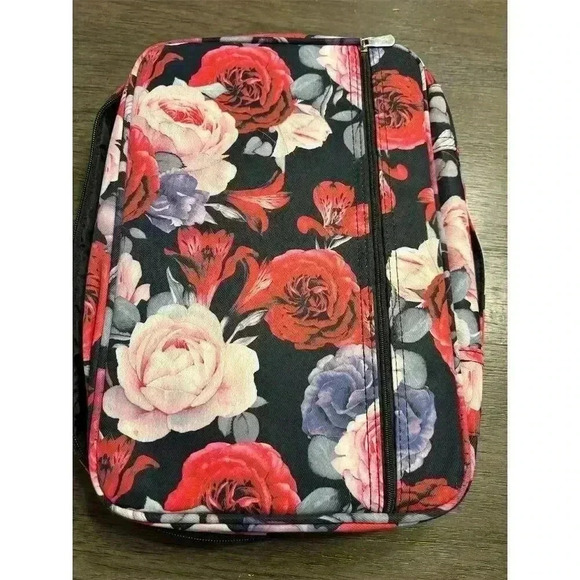 AYVANBER Large Capacity Pencil Case Organizer Red Pink Rose Design - Picture 2 of 7